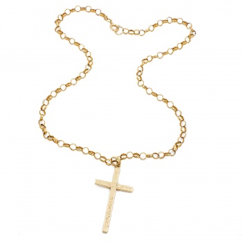 9ct gold 21 inch Cross Pendant with chain